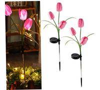 Hperu Le Jardin de Fleurs solaires 2 pièces Allume l'extérieur étanche-illumine Les Tulipes avec la Fonction Marche/arrêt Automatique Intelligente pour la Cour de Chemin Patio pelouse Jardin