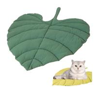 Hperu Lit pour Chat en Forme de Feuille Double Face, Tapis pour Animaux de Compagnie en Coton PP Lavable Doux, Conception en Forme cœur pour Chats et Petits Chiens, Fournitures pour Animaux compagn