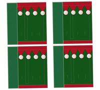 Hperu Lot de 4 Bottes Anti-Mouches pour Chevaux, Bottes de noël Vertes en Peluche avec Pompon Blanc, Accessoires Costume Chauds pour Les Vacances d'hiver