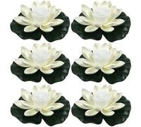 Hperu Lot de 6 lumières flottantes pour bassin, 7 LED, fleurs flottantes, lotus, 3D imperméables en EVA, nénuphars, pour décoration d'étangs, jardin, fontaine, extérieur, fleurs