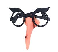 Hperu Lunettes de sorcière d'Halloween, costume de nez, lunettes sans lentilles avec un long nez sorcière verruqueux, accessoires costume pour mascarade d'Halloween, cosplay, 1 ensemble