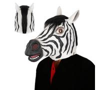 Hperu Masque de zèbre drôle et réaliste, masque d'animal à tête complète pour mascarade, déguisement, fête de jeu rôle - Cheval mascarade