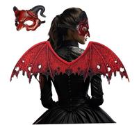 Hperu Masque démon pour les femmes, Red Devil Half Face Dragon Mask avec, accessoire de cosplay d'Halloween effrayant, démon, fantôme