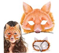 Hperu Masque Fox Therian 6, 7 x 6, 7 pouces avec bande élastique, masque animal respirant pour adultes et enfants, fête à thème Halloween carnaval