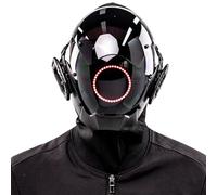 Hperu Masque punk Masque cyberpunk avec masque futuriste LED ronde pour hommes Femmes PC Cyberpunk Casque avec masque facial Cyber Mask for Cosplay Party Halloween Music Festival, Cyberpunk Casque