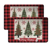 Hperu Mat de Porte de Noël extérieur 20x31In Buffalo Plaid Plaid ABSBORPTION Absorption Charge Charge Hiver HOLICAL Tail Mate Bienvenue pour l'entrée Home Shop, 2pcs - Tapis