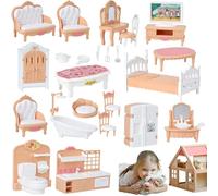 Hperu Meubles de Maison de poupée 4 Ensembles d'accessoires Maison poupée Miniature réaliste Ensemble pour Enfants Chambre Salle Bain Bricolage Semblant Jouer, Accessoires ma