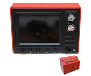 Hperu Meubles de Maison de poupée |.Mini Jouet TV Rechargeable par USB, échelle 1:12, pour Maison poupée, pouvant Lire des vidéos avec écran LCD, antenne rotative à 180 °, Meubles Rouge