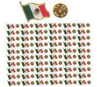 Hperu Mexico Pin, 100pcs, Épingle à revers en alliage, Broche de drapeau mexicain agitant, Vert, Moderne, Papillon, Broche, Pin