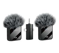 Hperu Microphones sans Fil, Mic lavalier avec Annulation de Bruit, Mini Mini LED 3, 5 mm 2 Pack, pour Interview, ASMR, vidéo, podcasting, Microphone