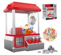 Hperu Mini Machine à Griffes alimentée par Batterie avec 10 Petits Jouets en Peluche 24 jetons Amusant Jeu d'arcade électronique Noël Anniversaire Enfants - Petite Machine à Griffes
