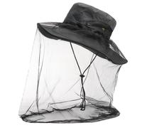 Hperu Mosquito Net Hat, Chapeau de pêche Largeur Brim UV Protection Bucket Bucket Baspigable Beach Hat avec écran en Filet et Bracelet de Menton, Moustique Net Sun Outdoor Sun pour Hommes, Noir