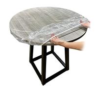 Hperu Nappe ajustée, Couverture de Table en Vinyle Transparent, Bord élastique imperméable à l'huile pour Table de 35 à 43 Pouces, Ronde