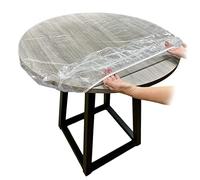 Hperu Nappe ajustée, Couverture de Table en Vinyle Transparent, Bord élastique imperméable à l'huile pour Table de 43 à 55 Pouces, Ronde