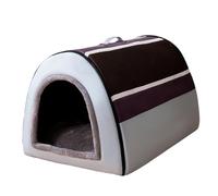 Hperu Niche d'intérieur 2 en 1 pour Chien, lit Amovible pour Chien, Grotte Confortable et Lavable, lit de Tente Chaud Pliable et antidérapant pour Animaux de Moins 5 kg - Grotte