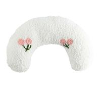 Hperu Oreiller Doux et Moelleux pour Chat - Demi-Beignet en Forme de U - Lavable pour Petit Chien avec Motif brodé Mignon pour Dormir - Blanc