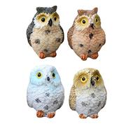 Hperu Ornement de Chouette en résine, Ornements de Chouette Miniature Mini-résine Chouette Jardin Figurines Paysage décor de poupée 3cm 4pcs