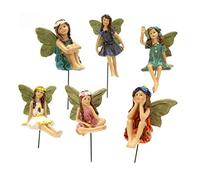 Hperu Ornements de Jardin féerique 6 pièces, Figurines d'elfe en résine, Fleur Miniature, Accessoires de Jardin Maison poupée féerique, Statue
