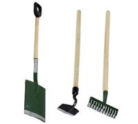 Hperu Outils de Jardin Miniatures 3 pièces, Outils de Jardin pour Maison poupées à l'échelle 1/12, Pelle Miniature en Alliage, râteau et houe, Accessoires Maison poupée pour Le Jardinage, affich