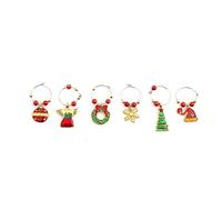 Hperu Pendentifs de tasse à vin sur le thème de noël, 6 pièces, anneaux décoratifs, pendentif en alliage verre à vin pour décorations maison-verre