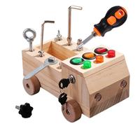 Hperu Planche de Tournevis Montessori, vis de commutateur LED, Planche occupée pour Tout-Petits, Camion en Bois occupé avec lumière pour la motricité des Enfants