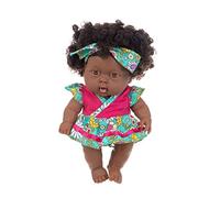 Hperu Poupée bébé Noire avec Cheveux, poupée Afro-américaine de 7, 87 Pouces avec articulations Mobiles, renaître Noire réaliste pour Cadeaux d'enfants, poupées de Style 3