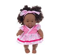 Hperu Poupée bébé Noire avec Cheveux, poupée Afro-américaine de 7, 87 Pouces avec articulations Mobiles, renaître Noire réaliste pour Cadeaux d'enfants, poupées de Style 2