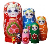 Hperu Poupées gigognes, Ensemble de 7 poupées Matryoshka Russes en Bois avec imprimé Tournesol, empilables peintes à la Main pour Enfants et Adultes, décoration d'intérieur et Objets de Collection
