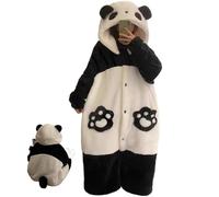 Hperu Pyjama Panda Mignon en Peluche à Capuche, Costume de Panda, surdimensionné, Chaud, Hiver, pour Femmes et Hommes, sans Pantalon, Costume Adulte