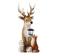 Hperu Reindeer Model Decoration Garden Statue avec Lampe Solaire Modèle de Renne Statue décorative Paysage adapté à la décoration du Jardin à Noël