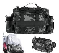 Hperu Sac de pêche, Sac de pêche à la Mouche Camouflage Gris Grand tacle résistant à l'eau avec Support Tige et bandoulière pour extérieur