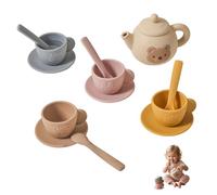 Hperu Services à thé pour Les Tout-Petits de 3 à 5 Ans, Ensemble de fête éducatif avec théière en Silicone, Tasses, sous-Verres et cuillère Service pour Filles et garçons