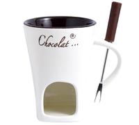 Hperu Tasse à Fondue au Chocolat, Tasse à Fondue en céramique de 130 ML avec Fourchette - sucrée avec poignée pour réchauffer Une Bougie Chauffe-Plat - Chocolat