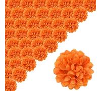 Hperu Têtes de Fleurs de souci artificielles, Ensemble 60 pièces, Fleurs en Soie 2 Pouces, Orange, décoration fête d'halloween