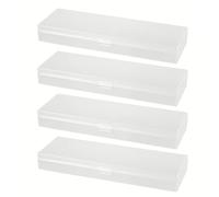 Hperu Trousse de Papeterie en Plastique, 4 pièces, boîte à Crayons Blanche translucide givrée avec Couvercle à charnière et Fermeture Pression, étui de Rangement pour Fournitures Bureau pour stylos