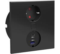 HPF Duplex-Q Prise encastrable 1 pièce Prise Schuko + chargeur USB Noir