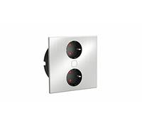 HPF Élément de Prise Duplex | 2 Prises VDE | Ouverture en Acier Inoxydable | Carré, Plastique, 2