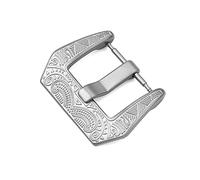 HPGHZNYNMK 1 pièces exquise sculpture boucle en acier inoxydable for bracelet de montre largeur 18mm 20mm 22mm 24mm bracelet en cuir métal boucle de bracelet de montre Manchette(Silver 18mm)