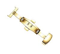 HPGHZNYNMK Fermoir de déploiement Double poussoir Boucle papillon automatique Bouton poussoir Fermoir de montre pliable 18mm 20mm 22mm 24mm Manchette(22mm gold)