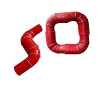 HPGHZNYNMK Tuyau d'admission de turbine en silicone réduisant à 90 ° un tube est livré avec deux colliers de serrage, tuyau d'admission rouge (ID 65 mm-85 mm)