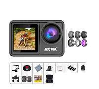 HPHPH Caméra Sport, Caméra d'action 5K 4K 60FPS EIS Objectif Interchangeable 48MP Zoom stabilisateur électronique caméra caméra d'action for Vlog,Extérieur, Sports, Vidéo(128G,Action Camera 5K B)