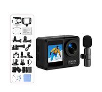 HPHPH Caméra Sport, Caméra d'action AX9 5K 30FPS avec Micro sans Fil à Distance EIS Cam écran Tactile étanche Enregistrement vidéo Moto vélo,Extérieur, Sports, Vidéo(with 64GB,Bundle 1)