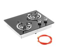 HPHPH Cuisinière à gaz for Yacht, Camping-Car, 2 brûleurs, Puissance de 1,8 KW, Panneau en Verre trempé, Facile à Nettoyer, for Bateau, Caravane, Camping-Car