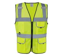 HPHST Gilet de sécurité pour homme et femme - Haute visibilité - Avec fermeture éclair - Gilet de travail réfléchissant, maille jaune, 3XL-4XL Extra Tall