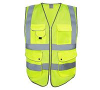 HPHST Gilet de sécurité pour homme et femme - Haute visibilité - Avec fermeture éclair - Gilet de travail réfléchissant EN ISO 20471, maille jaune, XL