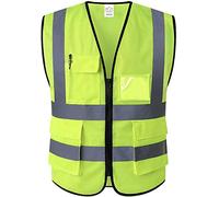HPHST Gilet de sécurité pour homme et femme - Haute visibilité - Gilet de cyclisme avec fermeture éclair - Gilet réfléchissant - Gilet de travail - Jaune, maille jaune, L