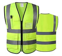 HPHST Gilet de sécurité pour homme et femme - Haute visibilité - Gilet de cyclisme avec fermeture éclair - Gilet réfléchissant - Gilet de travail - Jaune, jaune, M