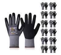 HPHST SF001G Gants de travail avec revêtement en nitrile Légèrement résistants à l'huile, Tricot sans couture en nylon Gants de protection pour le travail, la voiture, l'entrepôt (Gris, 12 paires, 8/M