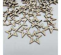 HPiano 100 pcs étoiles en Bois, Fini en Forme D'étoile Creuse Embellissement en Bois pour Artisanat Décoration de Mariage, Table et DIY Scrapbooking Embellissements