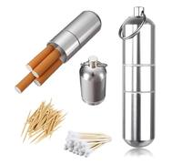 HPiano Lot de 2 Mini Étui À Cigarettes en Aluminium,Étui à Cigarettes Porte-clés,Étui À Cigarettes Portable de Voyage,Étuis à Cigarettes en Métal,Étanche, Ronds, Boîtes à Cigarettes